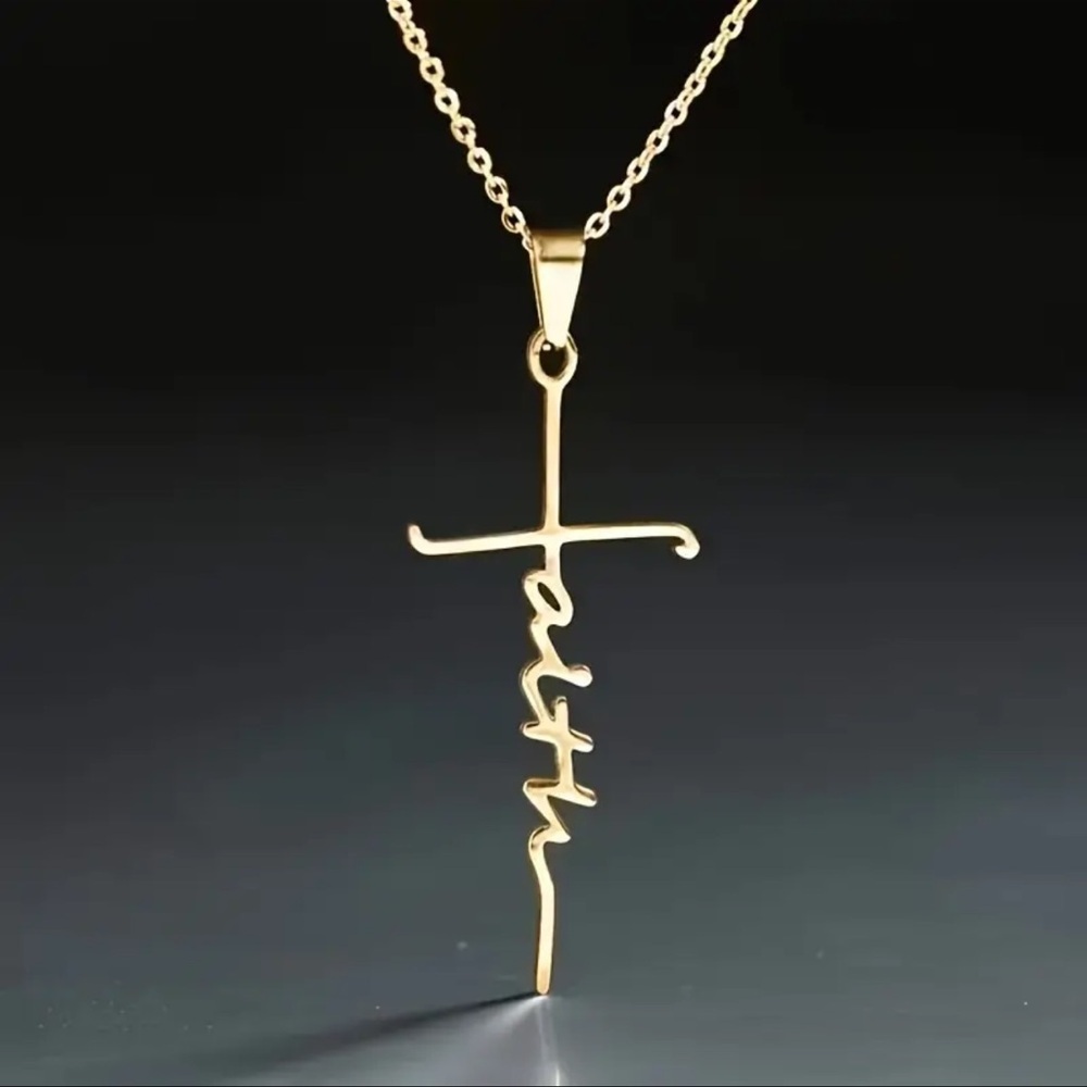 Silver pendant & chain Faith Cross Pendant Necklace